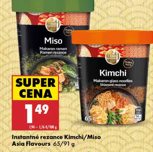 Asia Flavours Instantné rezance Kimchi/Miso