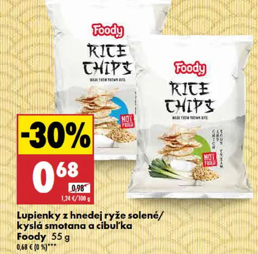 Foody lupienky z hnedej ryže solené/kyslá smotana a cibuľa