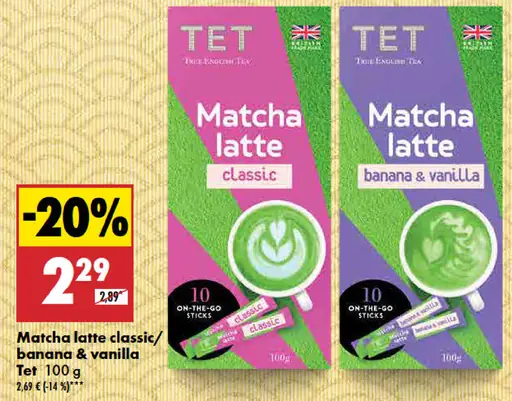 Tet Matcha latte classic/banana & vanilla