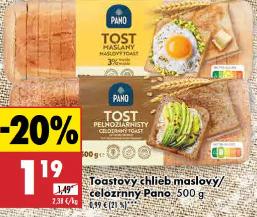 Pano Toastový chlieb maslový