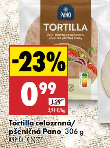 Pano Tortilla celozrnná/pšeničná