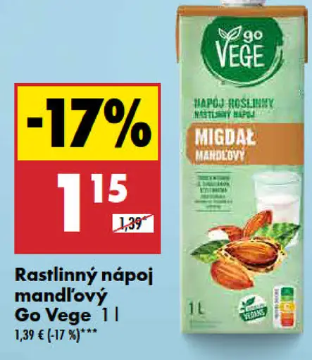 Go Vege Rastlinný nápoj mandľový