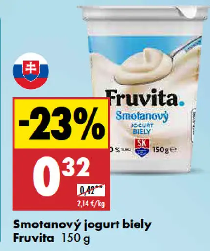 Fruvita smotanový jogurt biely