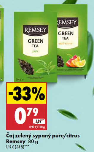 Remsey Čaj zelený sypaný pure/citrus