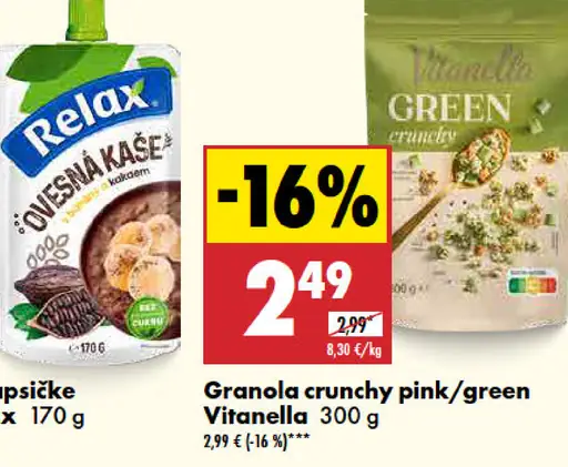 Vitanella Granola crunchy pink/green