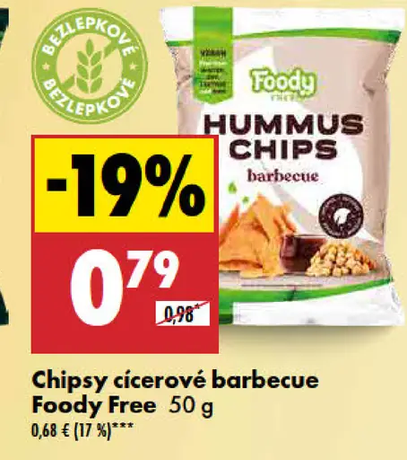 Foody Free Chipsy cícerové barbecue