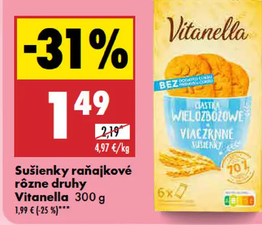 Vitanella Sušienky raňajkové rôzne druhy