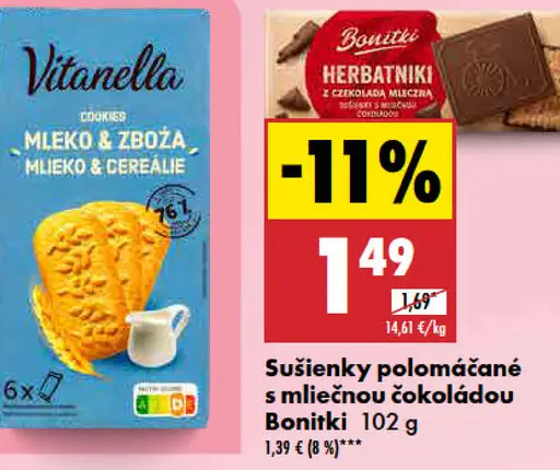 Bonitki Sušienky polomáčané s mliečnou čokoládou