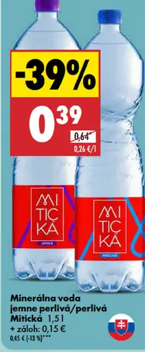 Mitická Minerálna voda jemne perlivá