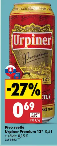 Urpiner Premium 12° plechovka
