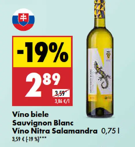 Sauvignon Blanc Vino biele Nitra Salamandra