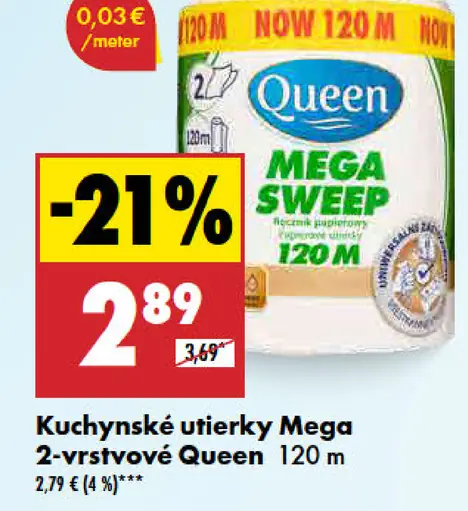 Queen Kuchynské utierky 2-vrstvové Mega