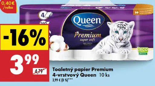 Queen Toaletný papier Premium 4-vrstvový