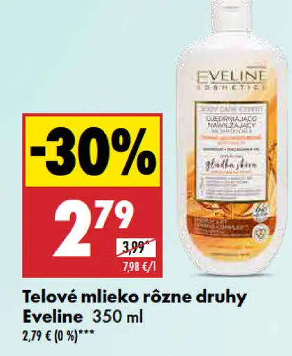 Eveline telové mlieko rôzne druhy