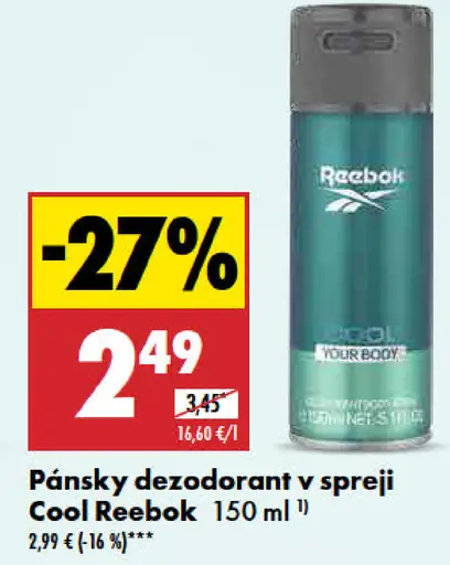 Cool Reebok pánsky dezodorant v spreji