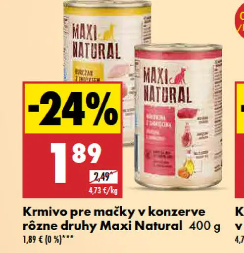 Maxi Natural Krmivo pre mačky v konzerve rôzne druhy