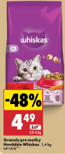 Whiskas Granuly pre mačky hovädzie