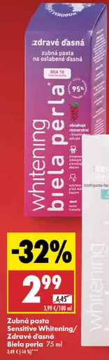 Zubná pasta Sensitive Whitening/Zdravé ďasná Biela perla