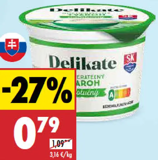 Tvaroh odtučnený rozotierateľný Delikate