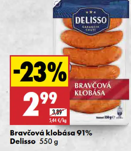 Delisso Bravčová klobása 91%