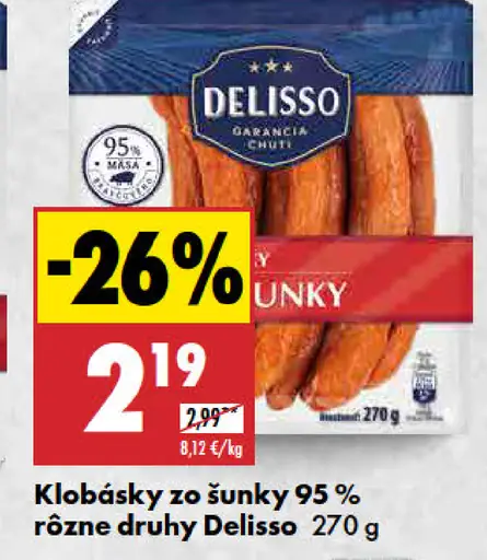 Delisso Klobásky zo šunky 95%