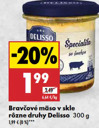 Delisso Bravčové mäso v skle