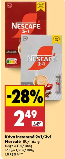 Nescafé Káva instantná 2v1