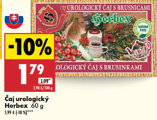 Herbex urologický čaj s brusnicami