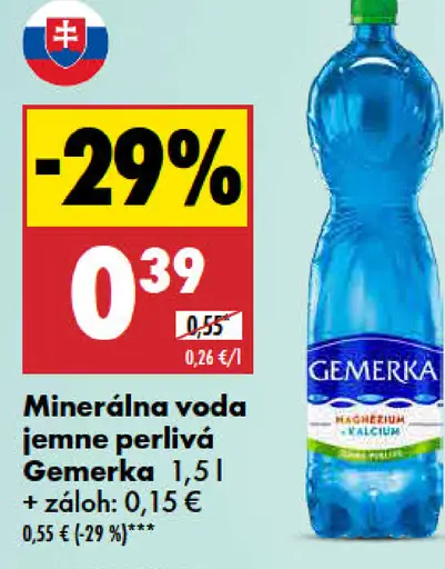 Gemerka Minerálna voda jemne perlivá