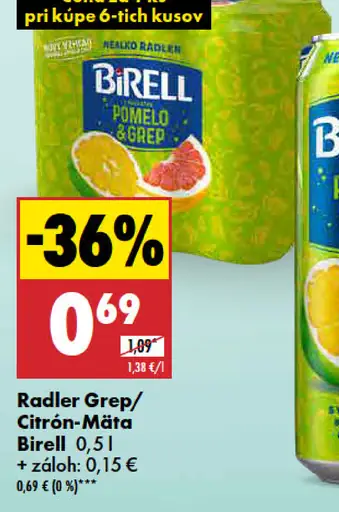 Radler Grep/Citrón-Mäta Birell