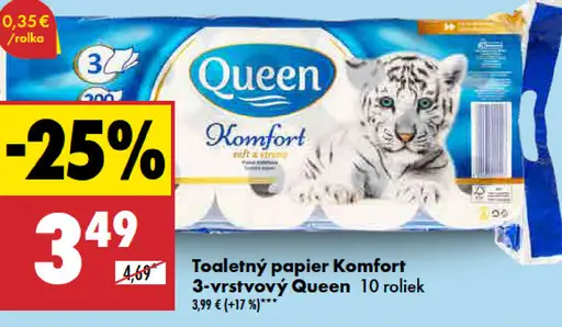 Queen Komfort toaletný papier 3-vrstvový