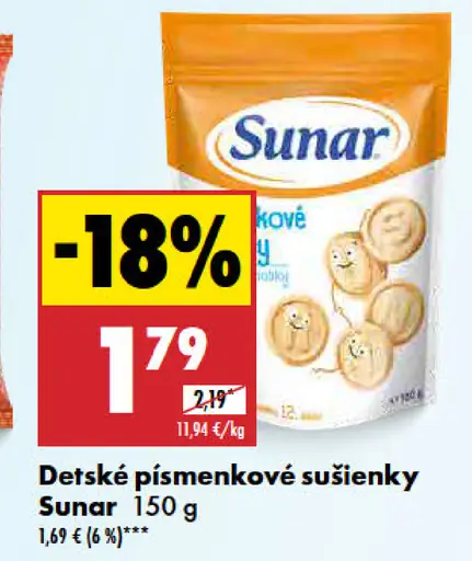 Sunar detské písmenkové sušienky