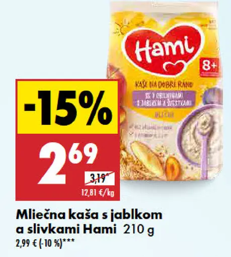 Hami Mliečna kaša s jablkom a slivkami