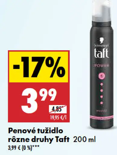 Taft Penové tužidlo rôzne druhy