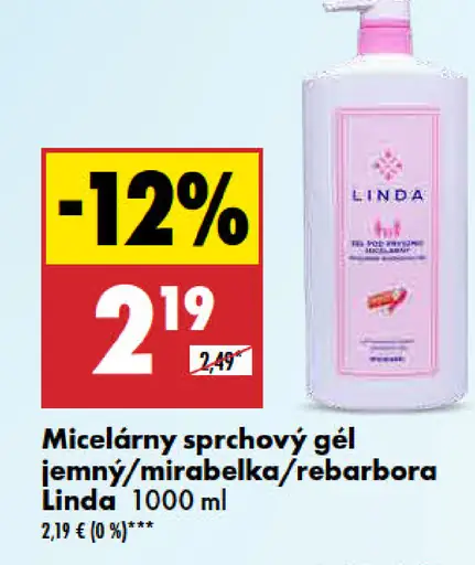 Micelárny sprchový gél jemný/mirabelka/rebarbora Linda