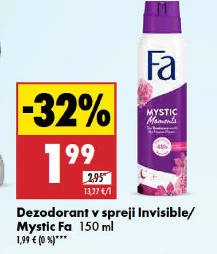 Fa Dezodorant v spreji Invisible/Mystic
