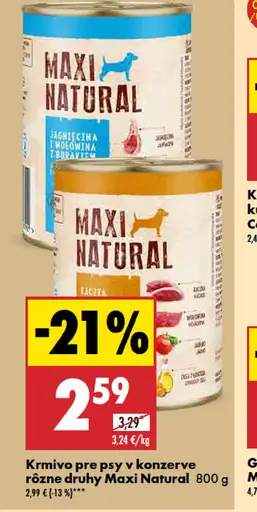 Maxi Natural krmivo pre psy v konzerve rôzne druhy