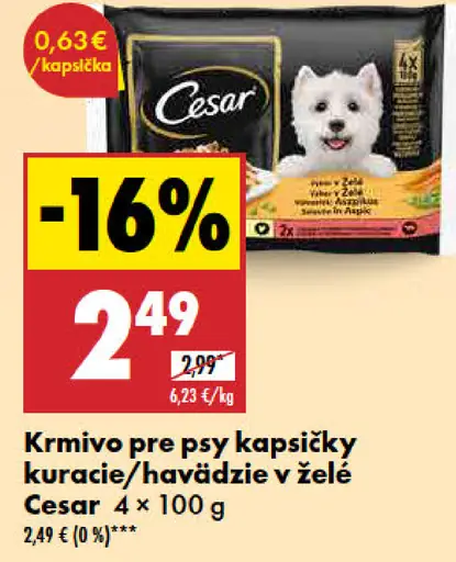 Cesar Krmivo pre psy kapsičky kuracie/hviezdie v želé