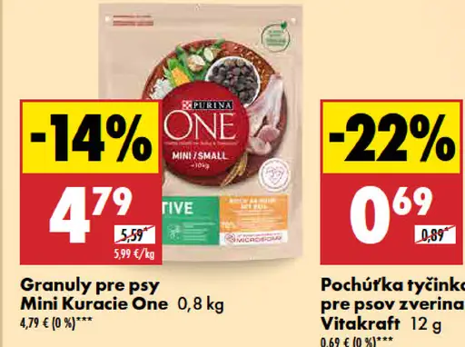 Purina One Granuly pre psy Mini Kuracie
