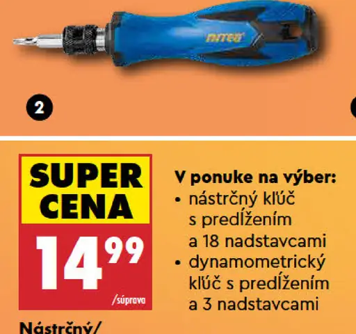 Niteo Násťrčný/momentový kľúč s nadstavcami