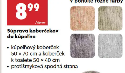 Smukee Súprava koberčekov do kúpeľne