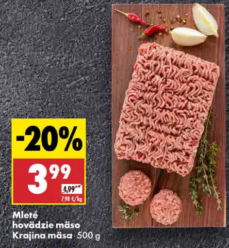 Mleté hovädzie mäso Krajina mäsa