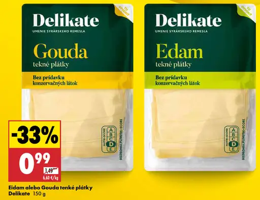 Delikate Gouda tekne plátky