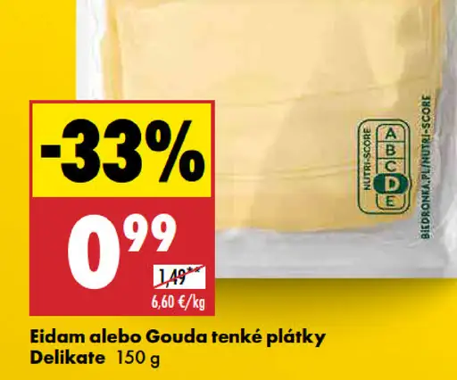 Delikate Edam tekne plátky