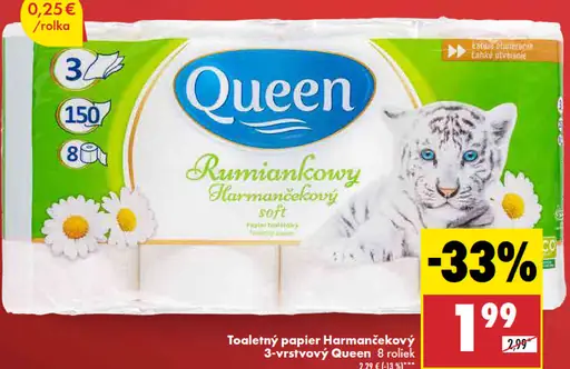 Queen Harmančekový Toaletný papier
