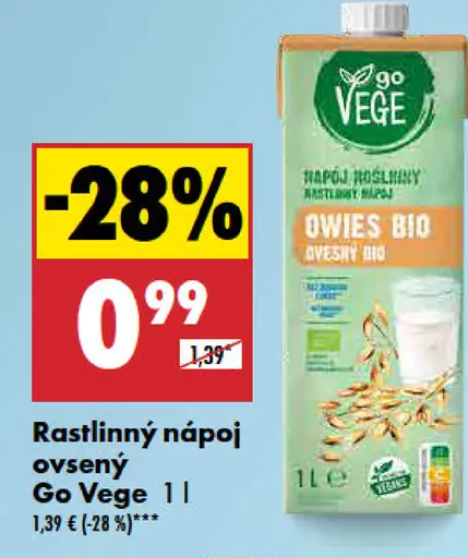 Go Vege Rastlinný nápoj ovsený