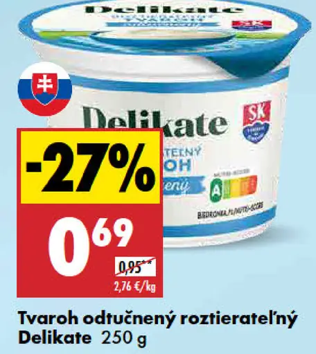 Tvaroh odtučnený rozotierateľný Delikate