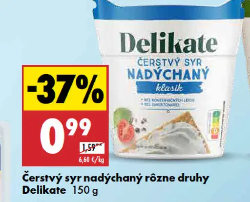 Delikate Čerstvý syr nadýchaný