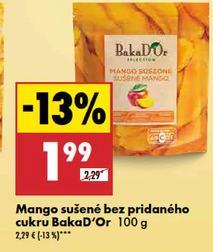 Mango sušené bez pridaného cukru BakaD’Or