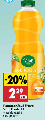 Pomarančová šťava Vital Fresh